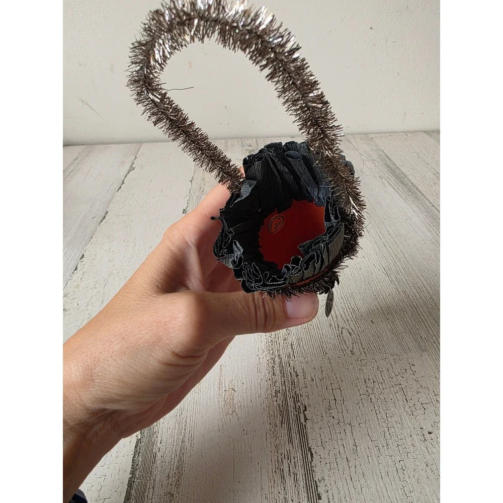 Vintage cannon falls? bethany? Halloween basket candy ornament tinsel paper